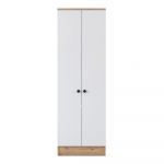 Șifonier alb/cu aspect de lemn de nuc 60x183 cm Theresa – Kalune Design