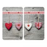 Set 2 protecții din sticlă pentru aragaz Wenko Heart, 52 x 30 cm