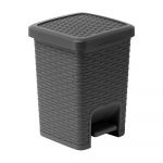 Coș cu pedale pentru baie Addis Rattan Pedal Bin Charcoal, 5 l, gri