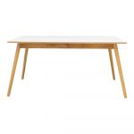 Masă dining extensibilă din stejar Tenzo Dot, 205 x 90 cm, alb