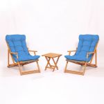 Set mobilier de grădină albastru/natural din lemn de fag pentru 2 persoane – Floriane Garden