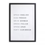 Tablou de perete cu ramă Really Nice Things Speak Kiss Drive, 35 x 45 cm