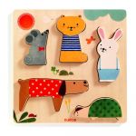Puzzle din lemn Djeco „Animale de companie”