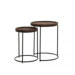 Măsuțe auxiliare rotunde din piele 2 buc. ø 53 cm Jairo – Light & Living