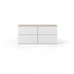 Comodă albă cu sertare și blat cu aspect de lemn de stejar TemaHome Join, 120x54 cm