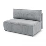 Modul pentru canapea gri deschis cu tapițerie din catifea reiată (de mijloc) Nihad modular – Bobochic Paris