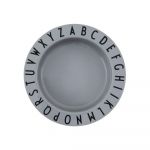 Farfurie adâncă pentru copii Design Letters Eat & Learn, ø 15,5 cm, gri