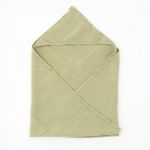 Prosop din in cu glugă pentru copii verde 100x100 cm Waffle - Linen Tales
