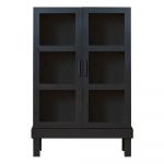 Vitrină neagră din lemn de pin 107x160 cm Bonk – Basiclabel