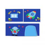 Set 3 perdele din bumbac pentru pat Vipack Astro