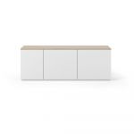 Comodă albă cu uși și blat cu aspect de lemn de stejar TemaHome Join, 160x57 cm