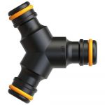 Conector triplu de cuplare pentru sistem de irigare Fiskars Comfort, negru
