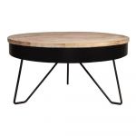 Măsuță cu blat din lemn de mango LABEL51 Saran, ⌀ 80 cm, negru