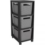 Etajeră pe roți neagră/gri din plastic 30x77 cm Brisen – Rotho