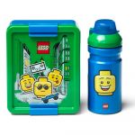 Set caserolă pentru gustări și sticlă LEGO® Iconic, verde - albastru