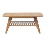 Măsuță de cafea cu raft din lemn de stejar alb Unique Furniture Rho, 110 x 70 cm