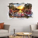 Autocolant 3D pentru perete Ambiance Sunrise over Amsterdam