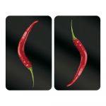 Set 2 protecții din sticlă pentru aragaz Wenko Peperoni, 52 x 30 cm