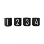 Set 4 cești din imitație porțelan Design Letters Mini, negru