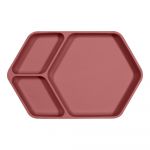 Farfurie pentru copii din silicon Kindsgut Squared, 25 X 16 cm, roșu
