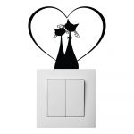 Autocolant pentru întrerupător Ambiance Cat Couple, negru