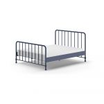 Pat single albastru din metal cu somieră 160x200 cm BRONXX – Vipack