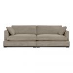 Canapea bej cu tapițerie din catifea reiată 266 cm Mobby – Scandic