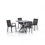 Set de dining pentru grădină gri închis din aluminiu pentru patru persoane Samara – Floriane Garden