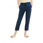 Pantaloni crop conici din amestec de in