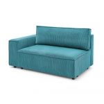 Modul pentru canapea albastru cu tapițerie din catifea reiată (cu colț pe partea stângă ) Nihad modular – Bobochic Paris