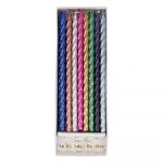 Lumânări pentru tort 16 buc. Multi Metallic Twisted – Meri Meri