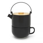 Ceainic din gresie ceramică cu cană Bredemeijer Umea, 500 ml, negru