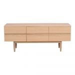 Masă TV în culoare naturală din lemn masiv de stejar 135x55 cm Moresby - Rowico