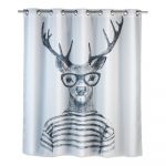 Perdea duș anti mucegai Wenko Mr. Deer, 180 x 200 cm, alb