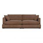 Canapea maro deschis cu tapițerie din catifea reiată 236 cm Mobby – Scandic
