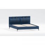 Pat albastru închis tapițat cu somieră 90x200 cm Tulsa – Ropez