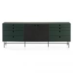 Comodă Teulat Punto, lungime 212 cm, negru-verde