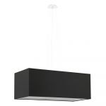 Lustră neagră cu abajur din sticlă și material textil Gryfin Bis – Nice Lamps
