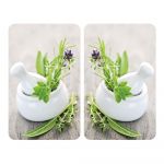 Set 2 protecții din sticlă pentru aragaz Wenko Herbal, 52 x 30 cm