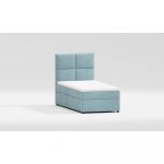 Pat albastru deschis tapițat cu spațiu de depozitare cu somieră 100x200 cm Lena – Ropez