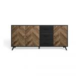 Comodă negru/maro joasă 181x81 cm Chevrons – Marckeric
