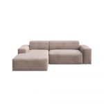 Colțar bej extensibil cu tapițerie din catifea reiată (colț pe partea stângă ) Fluvio – MESONICA