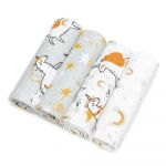 Set 4 scutece din bumbac T-TOMI Unicorns, 76 x 76 cm