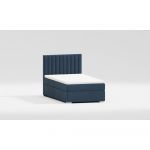 Pat albastru închis tapițat cu spațiu de depozitare cu somieră 80x200 cm Bunny – Ropez