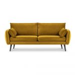 Canapea cu tapițerie din catifea Kooko Home Lento, 198 cm, galben