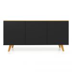 Comodă cu picioare din lemn de fag Tenzo Amelia, 162 x 77 cm, negru