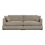 Canapea bej cu tapițerie din catifea reiată 236 cm Mobby – Scandic