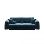 Canapea extensibilă din catifea devichy Rothe, 256 cm, albastru închis