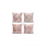 Set 4 fețe de pernă decorative Minimalist Cushion Covers Pink Leaves, 45 x 45 cm