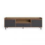 Comodă TV gri cu aspect de nuc 180x53 cm Malta - Marckeric